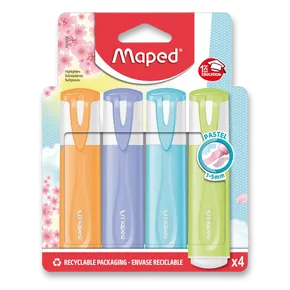 Maped Fluo Peps Pastel Highlighter Set, 4 Farben